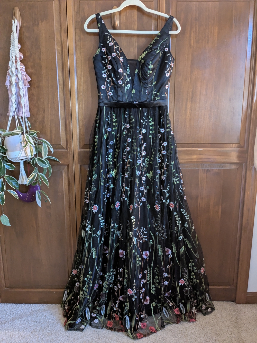 Black Floral Embroidered Dress